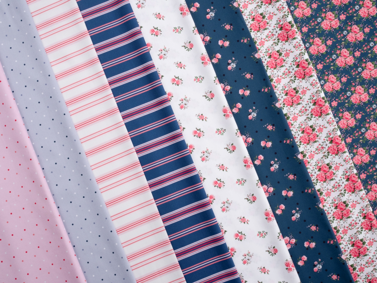 Baumwolle - Streifen - Rosa/Royal